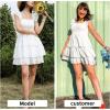 imageByinns Womens Square Neck Sleeveless Ruffle Dress High Waist Backless Tiered Smocked Strappy Casual Short Mini DressesWhite