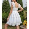 imageByinns Womens Square Neck Sleeveless Ruffle Dress High Waist Backless Tiered Smocked Strappy Casual Short Mini DressesWhite