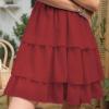 imageByinns Womens Square Neck Sleeveless Ruffle Dress High Waist Backless Tiered Smocked Strappy Casual Short Mini DressesWine Red