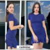 imageByinns Womens Summer Sexy Bodycon Dress Short Sleeve Ruched Round Neck Ruffle Dress Cocktail Party DressesShortsleevedark Blue