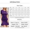 imageByinns Womens Summer Sexy Bodycon Dress Short Sleeve Ruched Round Neck Ruffle Dress Cocktail Party DressesShortsleevedark Purple