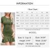 imageByinns Womens Summer Sexy Bodycon Dress Short Sleeve Ruched Round Neck Ruffle Dress Cocktail Party DressesShortsleeveolive Green