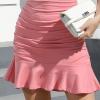 imageByinns Womens Summer Sexy Bodycon Dress Short Sleeve Ruched Round Neck Ruffle Dress Cocktail Party DressesShortsleevepink