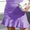 imageByinns Womens Summer Sexy Bodycon Dress Short Sleeve Ruched Round Neck Ruffle Dress Cocktail Party DressesShortsleevepurple