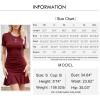 imageByinns Womens Summer Sexy Bodycon Dress Short Sleeve Ruched Round Neck Ruffle Dress Cocktail Party DressesShortsleevewine Red