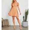 imageByinns Womens Sweetheart Neckline Dress Smocked Sundress Puff Short Sleeve Drawstring DressesOrange