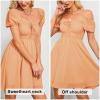 imageByinns Womens Sweetheart Neckline Dress Smocked Sundress Puff Short Sleeve Drawstring DressesOrange
