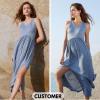 imageEXLURA Womens 2024 Summer Casual Sleeveless Maxi Maternity Dress Fit ampamp Flare Flowy Long Beach SundressBlue