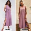 imageEXLURA Womens 2024 Summer Casual Sleeveless Maxi Maternity Dress Fit ampamp Flare Flowy Long Beach SundressPurple