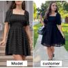 imageEXLURA Womens 2025 Summer Casual Square Neck Dresses Ruffle Short Sleeve Swiss Dot Flowy Mini DressBlack