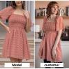 imageEXLURA Womens 2025 Summer Casual Square Neck Dresses Ruffle Short Sleeve Swiss Dot Flowy Mini DressBlush Pink