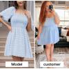 imageEXLURA Womens 2025 Summer Casual Square Neck Dresses Ruffle Short Sleeve Swiss Dot Flowy Mini DressLight Blue