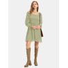 imageEXLURA Womens 2025 Summer Long Sleeve Party Swiss Dot Dress Smocked Ruffle Cocktail Mini DressesLight Green