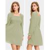 imageEXLURA Womens 2025 Summer Long Sleeve Party Swiss Dot Dress Smocked Ruffle Cocktail Mini DressesLight Green