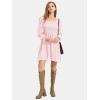 imageEXLURA Womens 2025 Summer Long Sleeve Party Swiss Dot Dress Smocked Ruffle Cocktail Mini DressesPink