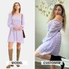 imageEXLURA Womens 2025 Summer Long Sleeve Party Swiss Dot Dress Smocked Ruffle Cocktail Mini DressesPurple