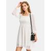 imageEXLURA Womens 2025 Summer Long Sleeve Party Swiss Dot Dress Smocked Ruffle Cocktail Mini DressesWhite