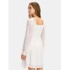 imageEXLURA Womens 2025 Summer Long Sleeve Party Swiss Dot Dress Smocked Ruffle Cocktail Mini DressesWhite
