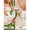 imageEXLURA Womens 2025 Summer Short Puff Sleeve Casual Short Mini Dresses Tie Back Square Neck ALine SundressApricot
