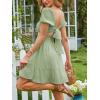 imageEXLURA Womens 2025 Summer Short Puff Sleeve Casual Short Mini Dresses Tie Back Square Neck ALine SundressGrass Green