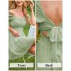 imageEXLURA Womens 2025 Summer Short Puff Sleeve Casual Short Mini Dresses Tie Back Square Neck ALine SundressGrass Green
