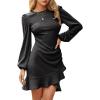 imageByinns Womens 2024 Knit Sweater Bodycon Mini Dress Ribbed Long Sleeve Ruffle Hem Cocktail Party Sexy Fall Winter DressesBlack