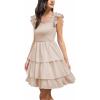 imageByinns Womens Square Neck Sleeveless Ruffle Dress High Waist Backless Tiered Smocked Strappy Casual Short Mini DressesApricot