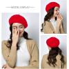 imageEXLURA 95 Wool Beret Artist Hat French Hat Casual Solid Color Spring Winter Hat for Women