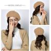 imageEXLURA 95 Wool Beret Artist Hat French Hat Casual Solid Color Spring Winter Hat for Women Khaki
