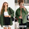 imageEXLURA Womens Corduroy Shirts Oversized Button Down Long Sleeve Jacket Shackets Loose Blouses Fall Casual OutfitsArmy Green