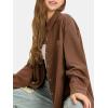 imageEXLURA Womens Corduroy Shirts Oversized Button Down Long Sleeve Jacket Shackets Loose Blouses Fall Casual OutfitsBrown