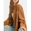 imageEXLURA Womens Corduroy Shirts Oversized Button Down Long Sleeve Jacket Shackets Loose Blouses Fall Casual OutfitsCoffee