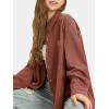 imageEXLURA Womens Corduroy Shirts Oversized Button Down Long Sleeve Jacket Shackets Loose Blouses Fall Casual OutfitsCrimson Red