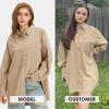 imageEXLURA Womens Corduroy Shirts Oversized Button Down Long Sleeve Jacket Shackets Loose Blouses Fall Casual OutfitsDark Apricot