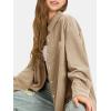 imageEXLURA Womens Corduroy Shirts Oversized Button Down Long Sleeve Jacket Shackets Loose Blouses Fall Casual OutfitsDark Apricot