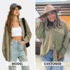 imageEXLURA Womens Corduroy Shirts Oversized Button Down Long Sleeve Jacket Shackets Loose Blouses Fall Casual OutfitsKhaki