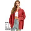 imageEXLURA Womens Corduroy Shirts Oversized Button Down Long Sleeve Jacket Shackets Loose Blouses Fall Casual OutfitsRed