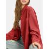 imageEXLURA Womens Corduroy Shirts Oversized Button Down Long Sleeve Jacket Shackets Loose Blouses Fall Casual OutfitsRed