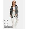 imageEXLURA Womens Plaid Flannel Shacket Long Sleeve Button Down Shirts Long Jackets Oversized Spring Fashion Outfits 2025 ClothesBlack White