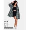 imageEXLURA Womens Plaid Flannel Shacket Long Sleeve Button Down Shirts Long Jackets Oversized Spring Fashion Outfits 2025 ClothesBlue Green