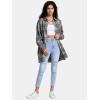 imageEXLURA Womens Plaid Flannel Shacket Long Sleeve Button Down Shirts Long Jackets Oversized Spring Fashion Outfits 2025 ClothesGrey Green