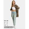 imageEXLURA Womens Plaid Flannel Shacket Long Sleeve Button Down Shirts Long Jackets Oversized Spring Fashion Outfits 2025 ClothesKhaki Black
