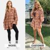 imageEXLURA Womens Plaid Flannel Shacket Long Sleeve Button Down Shirts Long Jackets Oversized Spring Fashion Outfits 2025 ClothesOrange Red