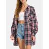 imageEXLURA Womens Plaid Flannel Shacket Long Sleeve Button Down Shirts Long Jackets Oversized Spring Fashion Outfits 2025 ClothesPink Black