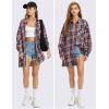 imageEXLURA Womens Plaid Flannel Shacket Long Sleeve Button Down Shirts Long Jackets Oversized Spring Fashion Outfits 2025 ClothesPink Black