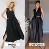 imageEXLURA Womens VNeck Sleeveless Casual Loose DressBlack