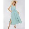 imageEXLURA Womens VNeck Sleeveless Casual Loose DressGrey Green