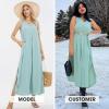 imageEXLURA Womens VNeck Sleeveless Casual Loose DressGrey Green