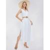 imageEXLURA Womens VNeck Sleeveless Casual Loose DressWhite