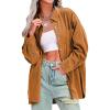 imageEXLURA Womens Corduroy Shirts Oversized Button Down Long Sleeve Jacket Shackets Loose Blouses Fall Casual OutfitsCoffee
